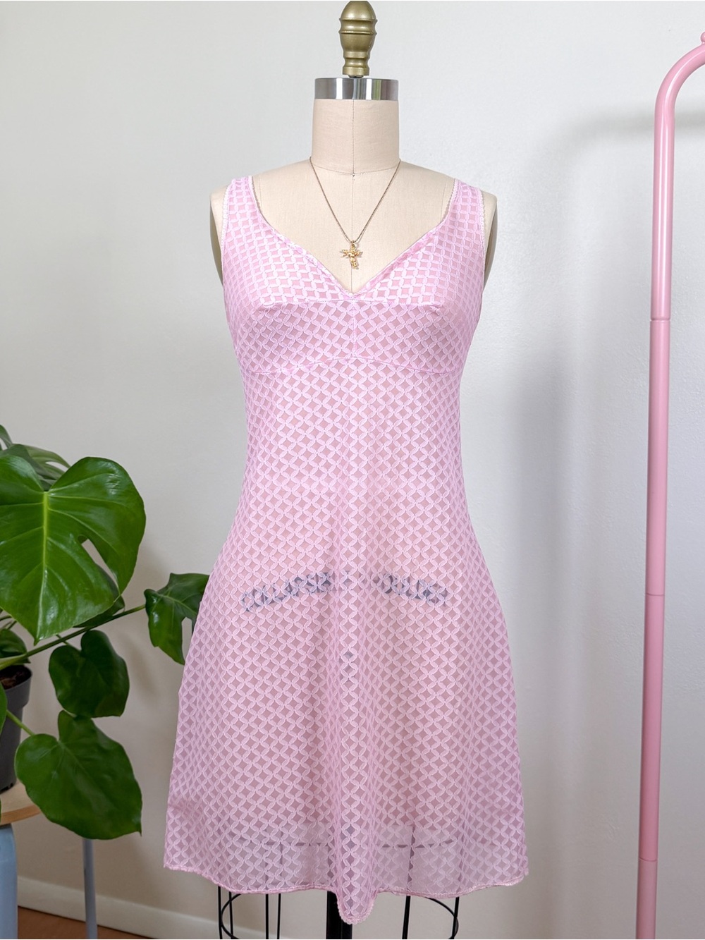 Vintage 60s 70s Pink Slip Dress